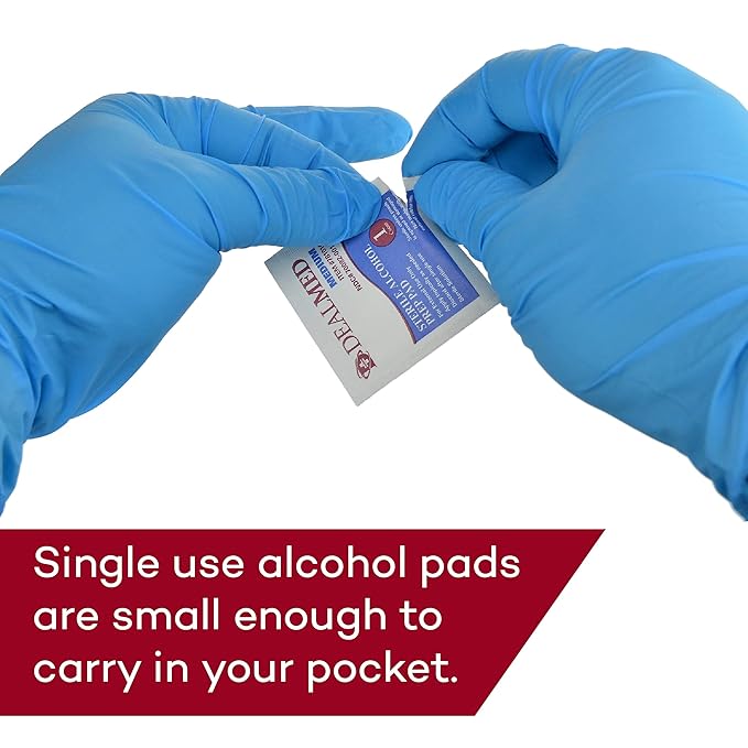 Dealmed 200 Sterile Alcohol Prep Pads Isopropyl Wipes Individually Wrapped Medium Square, 2-Ply for Cuts Scrapes and General Cleansing (Pack of 2)