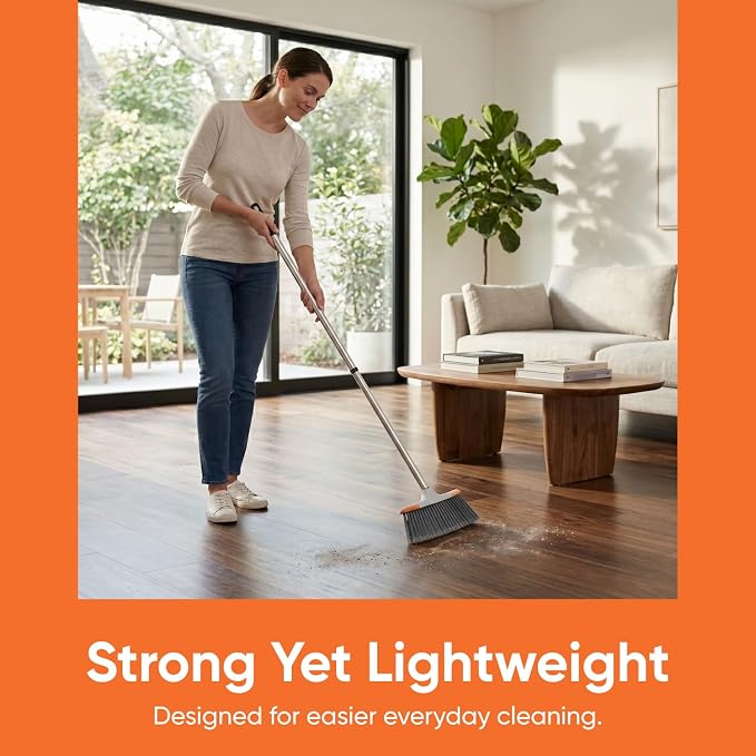 Superio 3 Part Heavy Duty Metal Handle Pole with Hanging Loop for Easy Storage, Mop Replacement Handle, Fits Most Brooms, Mops & Brushes, 48" (6 Pack)