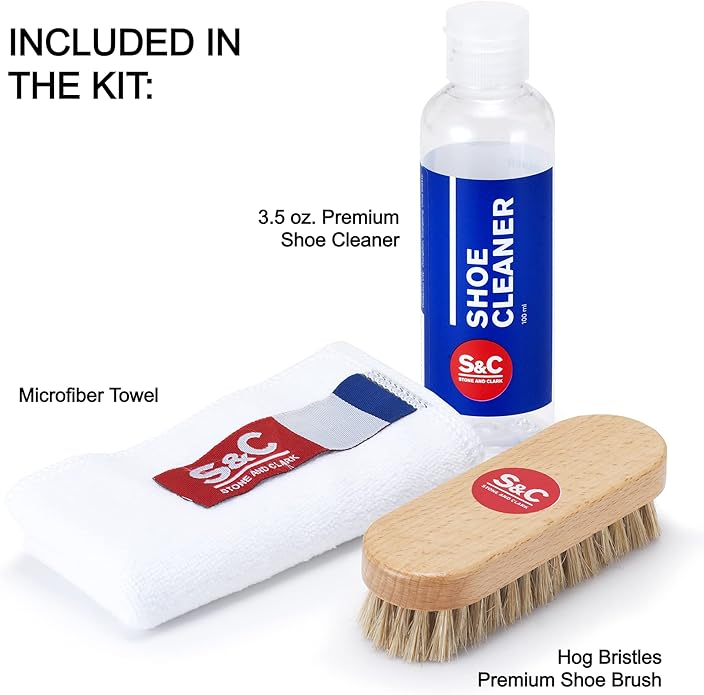 Stone and Clark Ultimate Shoe Care Kit for Sneakers and Leather Boots - Cleaning and Conditioning Combo.
