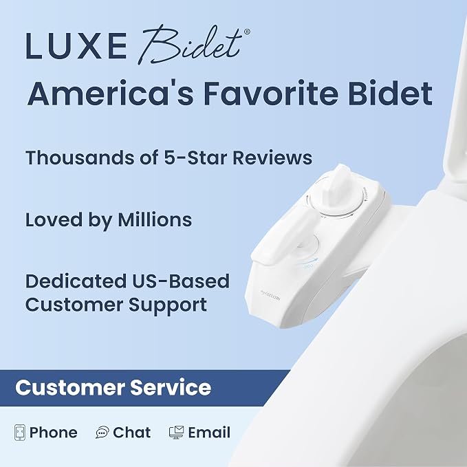 LUXE Bidet NEO 320 Plus - Warm Water, Dual Nozzle, Non-Electric Bidet Attachment for Toilet Seat, Patented Slide-In Install, 360° Self-Clean, EZ-Lift to Clean, Feminine & Rear Wash (White)