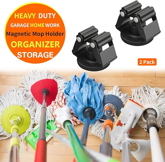 MUTUACTOR Magnetic Broom Holder,10 Pack Magnetic Mount Heavy Duty Garden Tool Organizer for Garage,Non-slip Universal Yard Tool Rack Storage Magnetic Holder for Brooms Mops Garden Shovels Hoes Tools