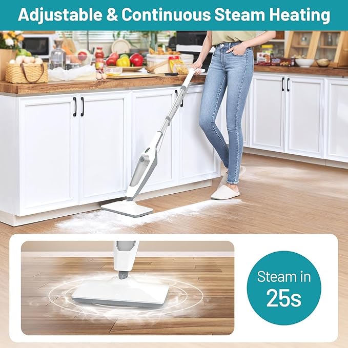 Steam Mop for Floor Cleaning, 12 in 1 Handheld Steam Cleaner for Home, Floor Steamer for Hardwood Windows Tile Laminate Shutter & Clothes with Attachments (grey)