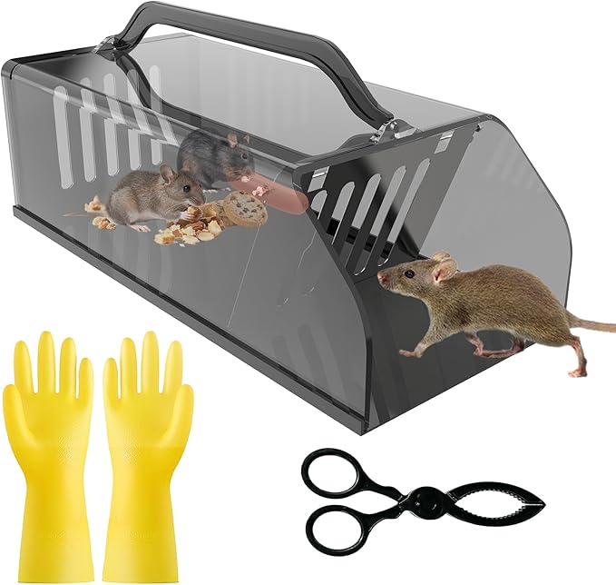 Humane Rat Trap Outdoor, Mouse Traps Work Chipmunk Rodent Trap for Indoors and Outdoors, Catch and Release Mouse Traps That Work, Easy to Clean & Reusable