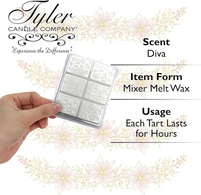 Tyler Candle Mixer Melts, Diva Scent, Set of 8 Scented Wax Tarts for Wax Warmers (6 Tarts per Bar, 48 Tarts Total)- Bundle with a Stain Remover Pen - Wax Melt Warmer for Home Fragrance