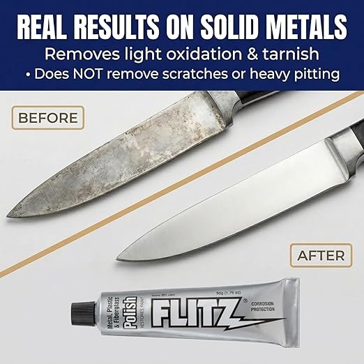 Flitz Metal Polish Paste - 1.76oz USA-Made Polish for Solid Chrome, Stainless Steel, & Aluminum - Non-Abrasive for Light Oxidation - Requires Manual Buffing - Not for Plated/Coated Surfaces (1 Pack)