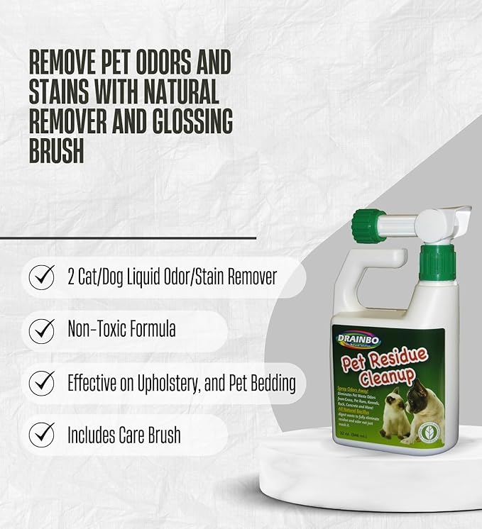 2x Pet Urine Odor Eliminator Spray 32 oz Bundle with Dog Glossing Brush for Pet Run, Kennel, and Yard Cleaning – Gift Set (3 Items)