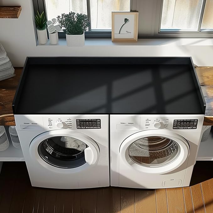 Gashell Washer Dryer Countertop, 27.5" x 58" Bamboo Washer and Dryer Countertop for Laundry Room Organization(Black)