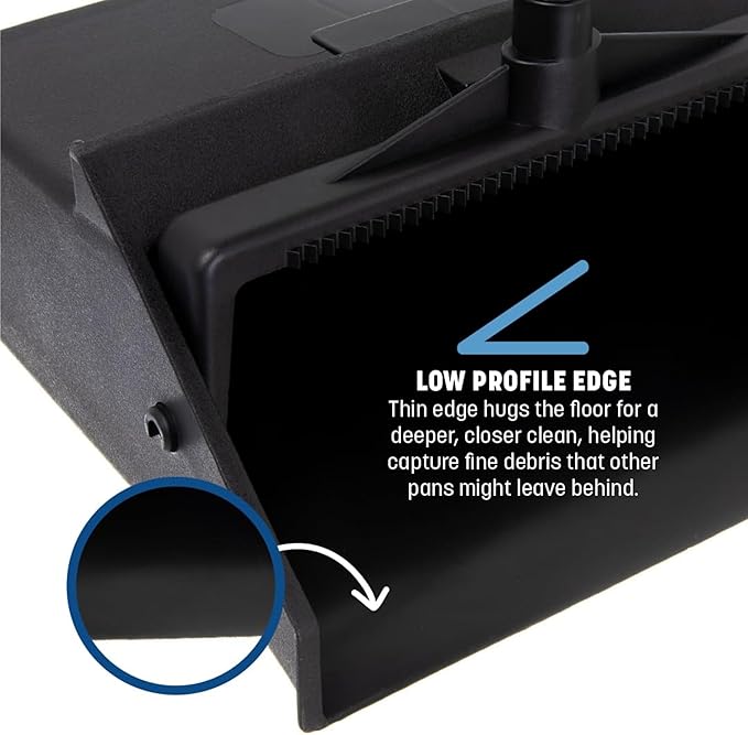 Carlisle FoodService Products Duo-Pan Upright Dust Pan and Broom Set, Essential Cleaning Tools for Home and Commercial Use, 36" Handle, 1 Count, Black