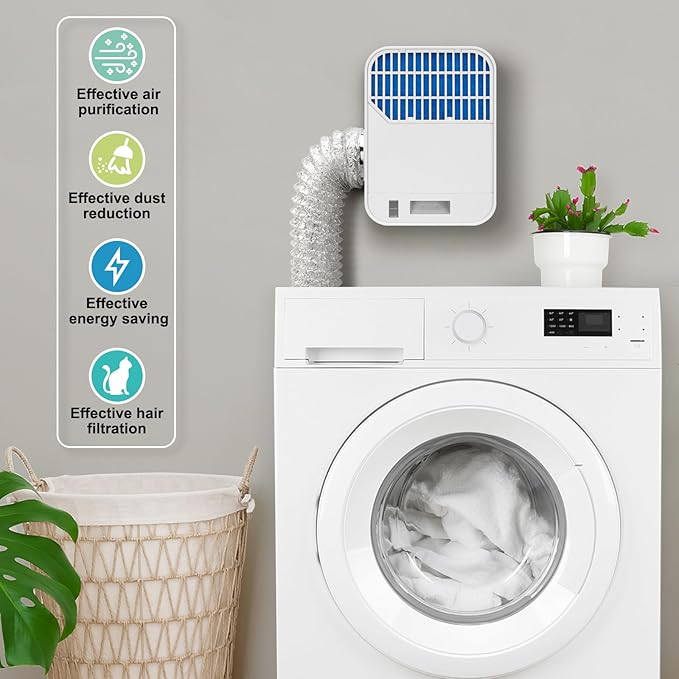 Upgraded Triple Filtration System Indoor Dryer Vent Kit,Indoor Dryer Vent,Dryer Vent Inside Box,Indoor Dryer Vent Kit for Electric Dryer,Indoor Dryer vent filter,Dryer Vent Box,Dryer Vent Lint Catcher
