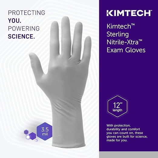 KIMTECH Sterling Nitrile-Xtra Exam Gloves (53137), 3.5 Mil, 12”, Ambidextrous, XS, 100 Gloves/Box