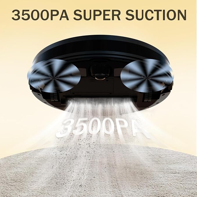 Robot Vacuum and Mop Combo, 2 in 1 Robotic Vacuum Cleaner, 3500 Pa Suction, 120 Min Max, Super Thin, Quiet, App & Remote Control, Ideal for Hard Floor, Hair, Pet Fur, Self-Charge