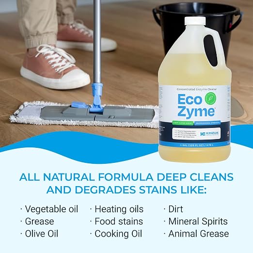 Kinzua Environmental Eco-Zyme Multi-Purpose Enzyme Cleaner Concentrate, Professional Strength Concentrated All-Purpose Cleaner & Degreaser For Floor, Carpet, Kitchen, Concrete, Walls & More, 1 Gallon