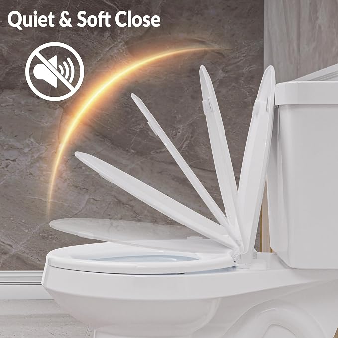 Bidet Toilet Seat Non-Electric,Fits Elongated Toilets - Soft Close Lid,Quick-Release for Easy Cleaning - Dual Nozzle System with Self Cleaning,Adjustable Water Pressure