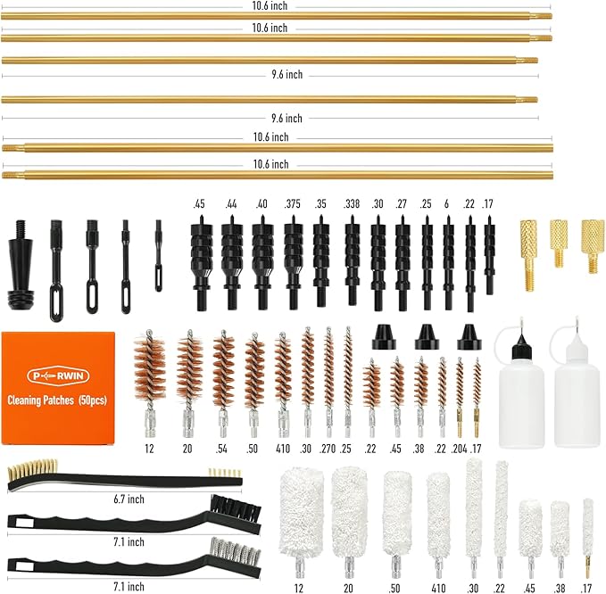 PERWIN Universal Gun Cleaning Kit for All Caliber Pistol Rifle Handgun Shotgun Hunting Cleaning Kit with Brass Rods and Tough Carrying Case, Gun Accessories Gifts for Men