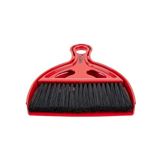 Restaurantware Mini Broom and Dustpan Set 10 Pack of Plastic Handheld Brush and Pan Compact Cleaning Kit with Ergonomic Handle Red and Black Office Desk and Home Cleaning Set