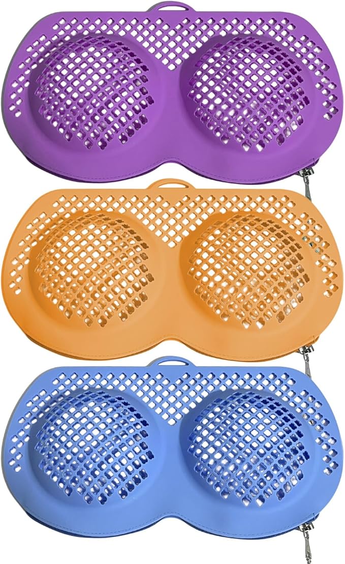 Silicone Bra Washing Bags for Laundry, 3 Pack Lingerie Laundry Mesh Bags, Keep Shape Delicate Wash Bra Bags Prevent Damage, Socks, Underwear, Protective Wash Bags with Lockable Zipper