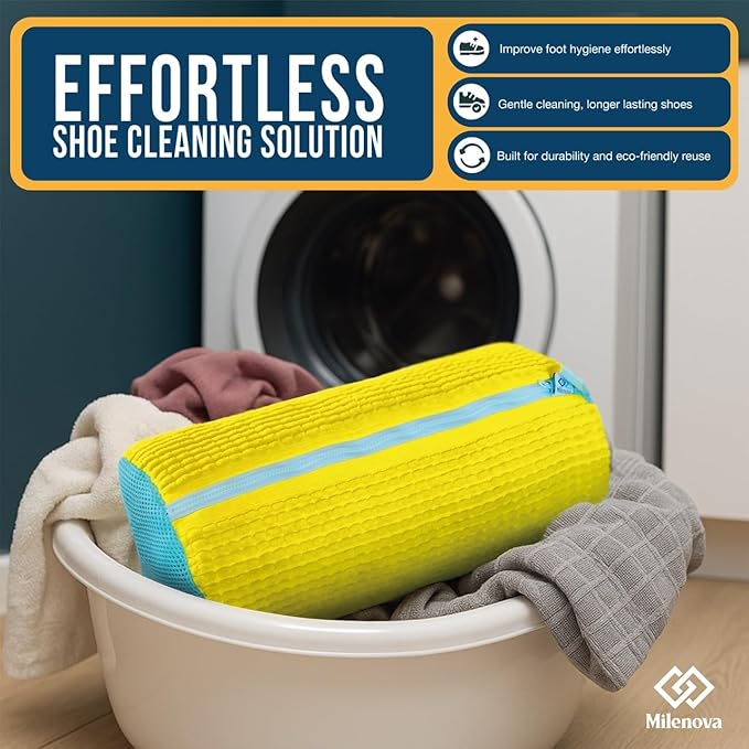 Shoe Washing Machine Bag – Laundry Shoe Bag for Washer and Dryer, Sneaker Washing Machine Bag, Shoe Dryer Bag, Shoe Cleaning Bag, Shoe Laundry Bag for Sneakers and Delicate Shoes (YELLOW)