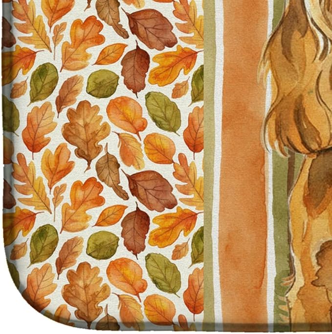 Caroline's Treasures Golden English Cocker Spaniel Heirloom Fall Dish Drying Mat Absorbent Dish Drying Mat Pad for Kitchen Counter Dish Drainer Mat for Countertop, 14 x 21", Multicolor