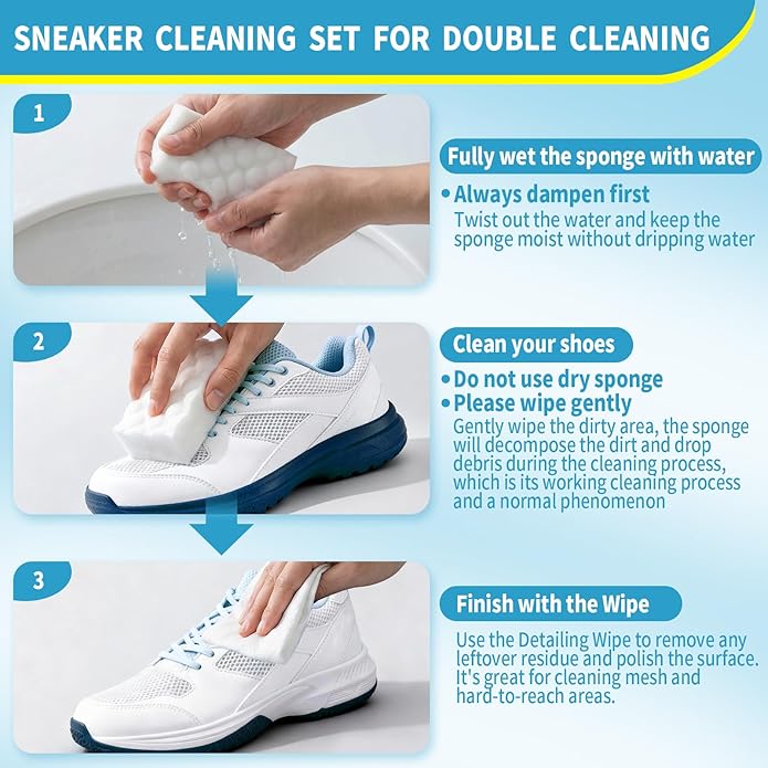 Creatyi Shoe Cleaner Sneaker Cleaner Kit Cleaning Sponge and 3D Sneaker Wipes for Sneakers