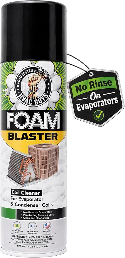 Leak Saver Foam Blaster AC Coil Cleaner Foam Spray | HVAC Coil Cleaner for AC Unit | Professional Deep-Penetrating Formula for Evaporator (No Rinse) & Condenser (Light Rinse)