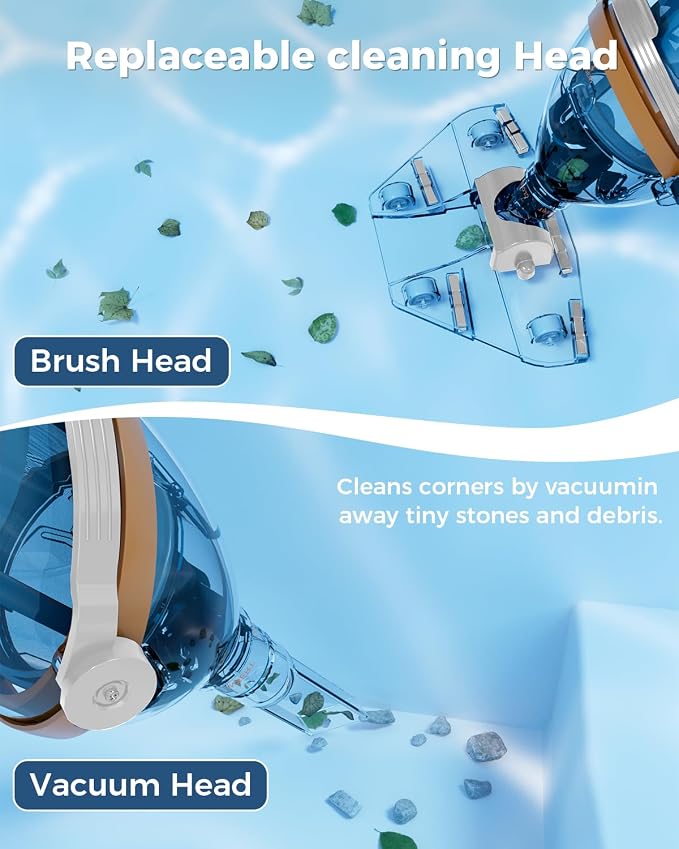 Great Shark Cordless Pool Vacuum with Remote Power Switch, 1.8m Telescopic Pole, 75 Min Runtime, 18 GPM Suction, Handheld Pool Vacuum for Above Ground & Inground Pools, Spa & Hot Tub