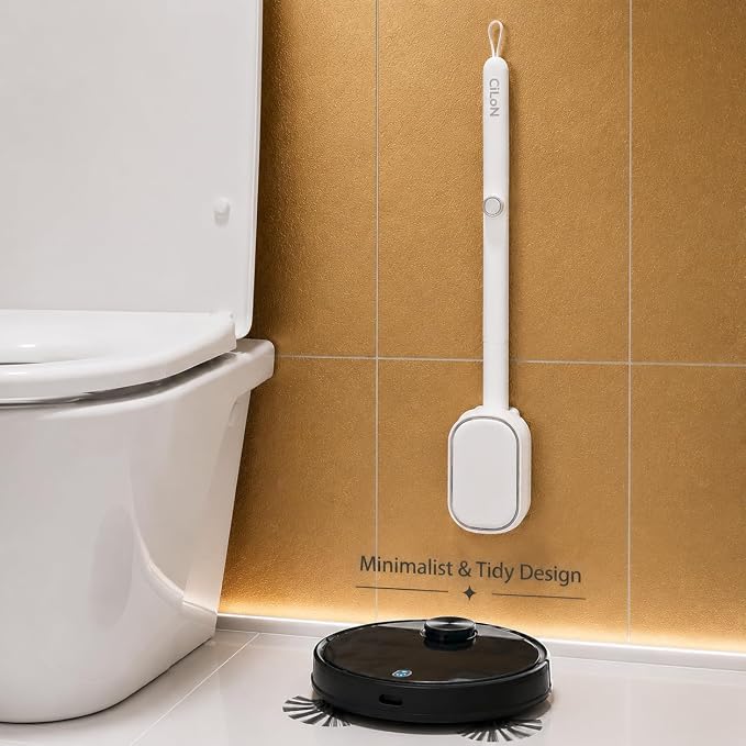 CiLoN 30 Pads Auto Lid Opener Disposable Toilet Bowl Brush & Holder System | Wall-Mounted Disposable Toilet Cleaning Set For Touch Free Space-Saving Hygienic Modern Bathrooms (Ocean Breeze + 30 Sponge)