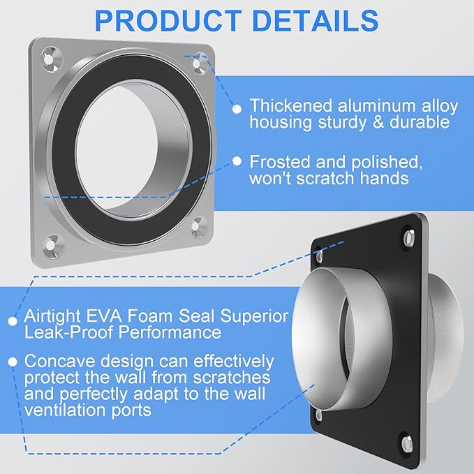 Magnetic Dryer Vent Connector Kit, DV180 Airtight Seal Magnetic Dryer Vent Coupling, Easy to Clean Dryer Vent Hose Quick Connector Including a 3.28ft 4" Duct & 2 Clamps