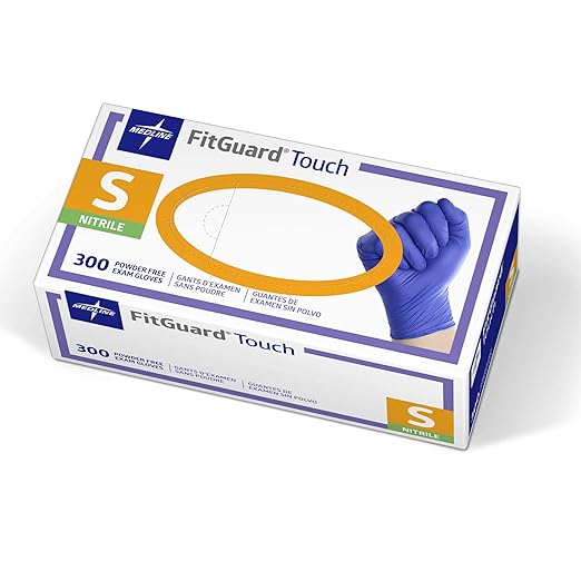 Medline FitGuard Touch Nitrile Exam Gloves, 3000 Count, Small, Powder Free, Disposable, Not Made with Natural Rubber Latex, Excellent Sense of Touch for Medical Tasks, Durable for Household Chores