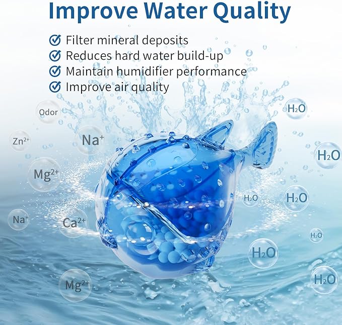 Humidifier Cleaning Fish - Humidifier Tank Cleaner Demineralization Cartridge | Prevents Hard Water Build-Up, Odor & Scale | Universal Fit for Most Humidifiers & Fish Tanks (12-Pack)