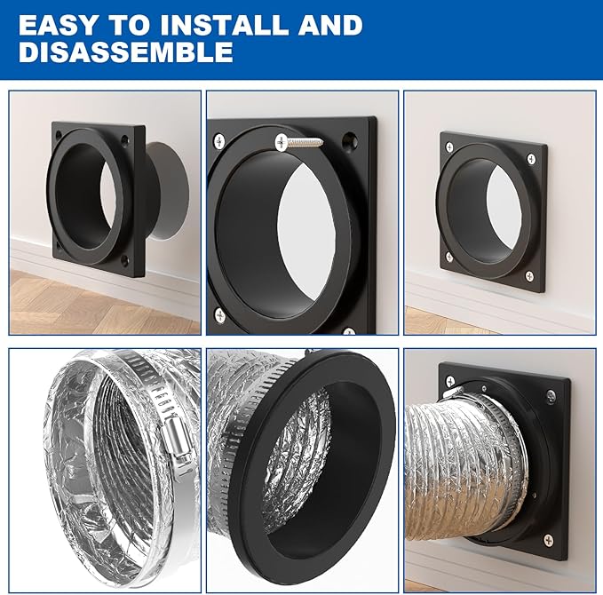 Magnetic Dryer Vent Coupling Kit, Airtight Seal Strong Magnetic Dryer Vent Connector, Quick Connect & Disconnect Flexible Exhaust Duct Adapter with Clamps & Screws for Easy Cleaning
