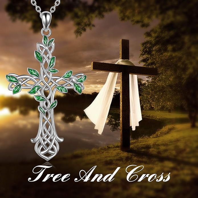 ONEFINITY Religious Cross Pendant Necklace Sterling Silver Origami Cross Pendant Gifts for Women Men Jewelry