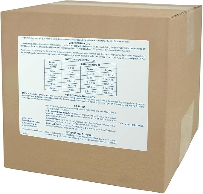 Pool Mate 48-Pounds Premium Pool Stabilizer and Conditioner, Concentrated Cyanuric Acid for Pools, Helps Chlorine Last Longer