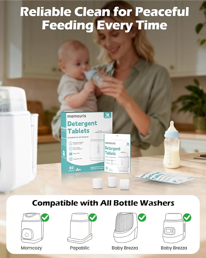 240PCS Official Detergent Cleaning Tablets: for Baby Brezza Grownsy Papablic Momfann Bottle Washer - Baby Bottle Washer Tablets for All Brands Bottles Washers Machines