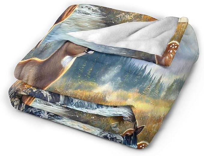 Tijuboni Elk Deer Throw Blanket Mountain Cabin Gifts for Women Men Girls Boys Kids Adults Soft Flannel Fleece Blanket for Couch Sofa Bed Home Decor 40"x50"