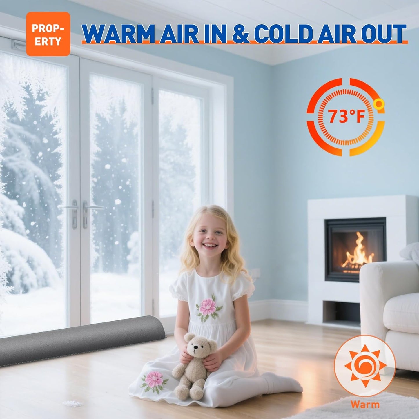 MAGZO Door Draft Stopper 36 Inches, Weighted Triangular Door Snake for Winter Noise Blocker with Hook Loops,Gray