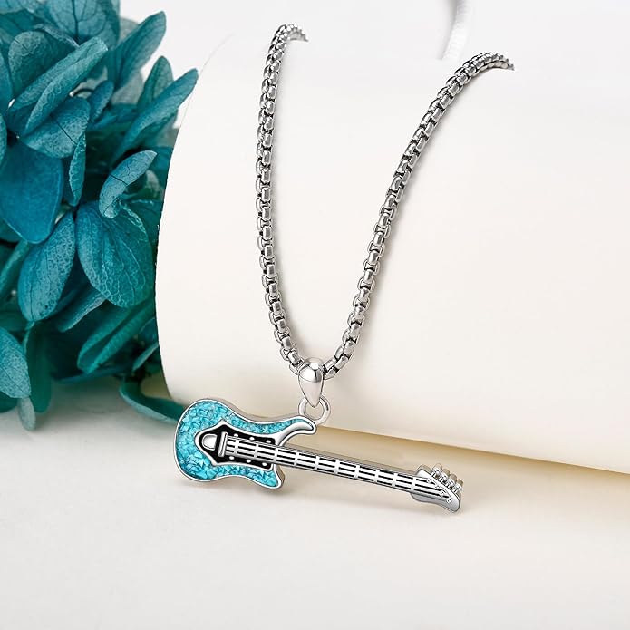Music Necklace Sterling Silver Turquoise Music Pendant Necklace Music Lovers Jewelry Gifts for Women Girls