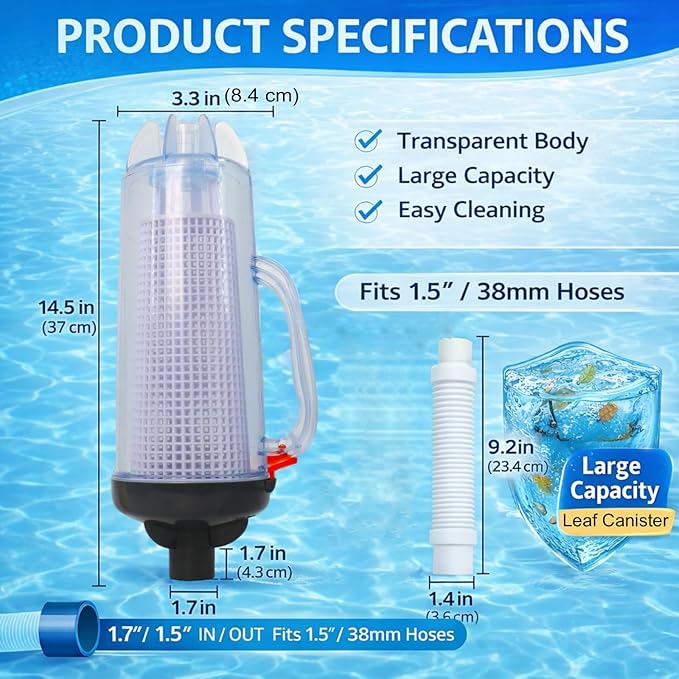 in-line Swimming Pool Leaf Canister Automatic Vacuum Suction Swimming Pool Cleaners with Mesh Basket Compatible with Hayward, Zodiac Baracuda, Pentair