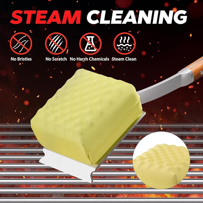 ENLOY Grill Brush Bristle Free Replacement Head, Grill Replaceable Cleaning Head, Safe Barbecue Steam Grill Brush Head for Stainless Steel Grills, Gas, Cast Iron, Charcoal, Ceramic and more(No Handle)