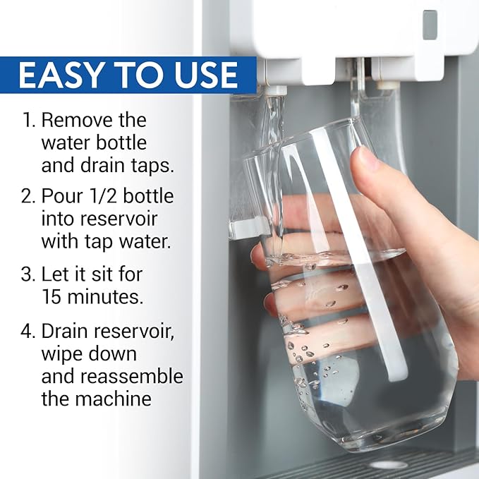IMPRESA Water Dispenser Cleanser & Cooler Cleaner & Descaler - 2 x 8 Fl Oz - Top & Bottom Loading Water Coolers & Dispensers - Active Cleaning Solution for Reservoir Cleaning & Buildup Removal