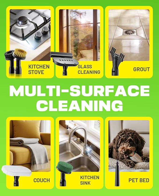 POPCHOSE Steam Cleaner with Detergent Dispenser, 15s Heat-Up Handheld Steam Cleaner for Home, Removable Water Tank