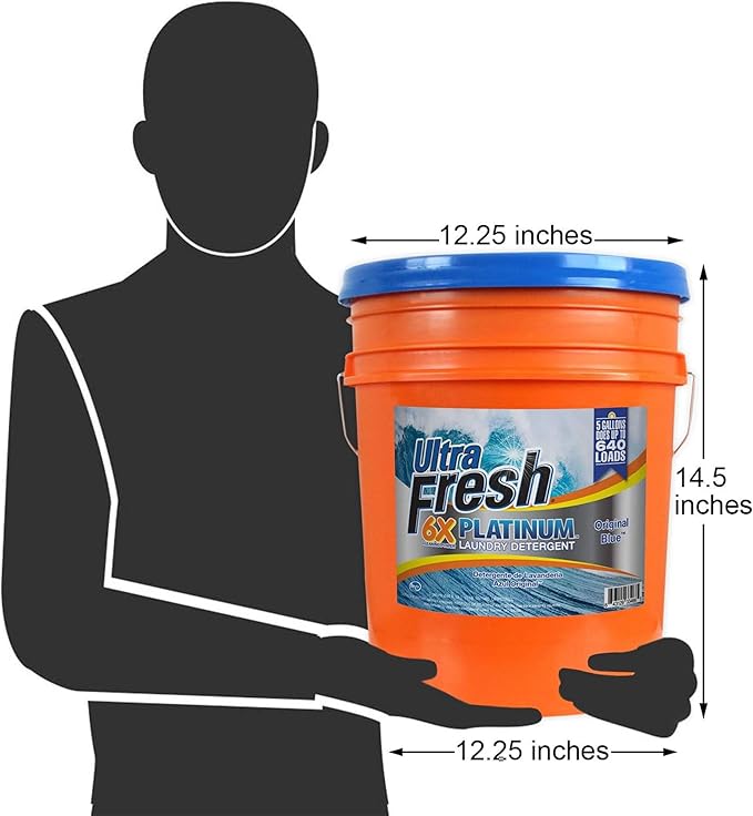 Ultra Fresh 6X Platinum 5 Gal Laundry Detergent, Original Blue Bundled with 2 Pack Platinum 6X Laundry Detergent Sheets with Fresh Scent