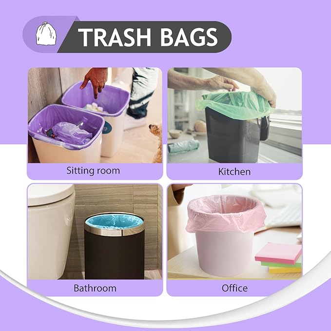 Small Trash Bags 3 Gallon 160 Count Strong Trash Bags Colorful Small Garbage Bags, Trash Can Liners for Bathroom Home Office Kitchen Bedroom, fit 5-10 Liter, 1,1.2,1.6,2,2.6,3 Gal,Multicolor