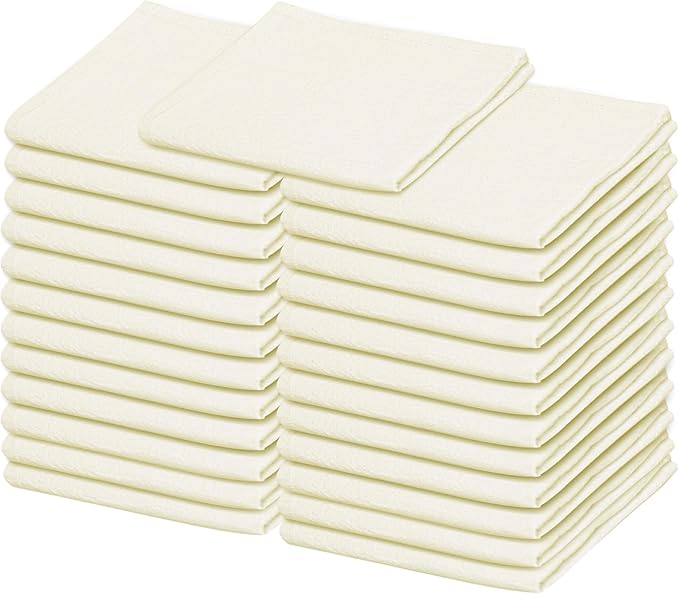 Dish Cloths Cotton | Kitchen Wash Cloth | Shop Towels Absorbent and Lint Free Flour Sack | Dishcloths for Kitchen Washing Dishes | Thick Absorbent Quick Dry Dish Rags | 24 Pack 13"x13" Natural