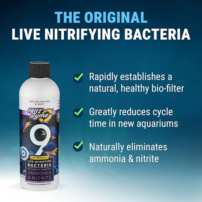 Fritz Aquatics FritzZyme 9 Live Nitrifying Bacteria Naturally Removes Amonia & Nitrite for Saltwater Fish (8-Ounce)