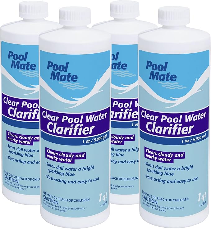 Pool Mate 1-Quart 4-Pack Premium Clear Pool Water Clarifier, Made in USA