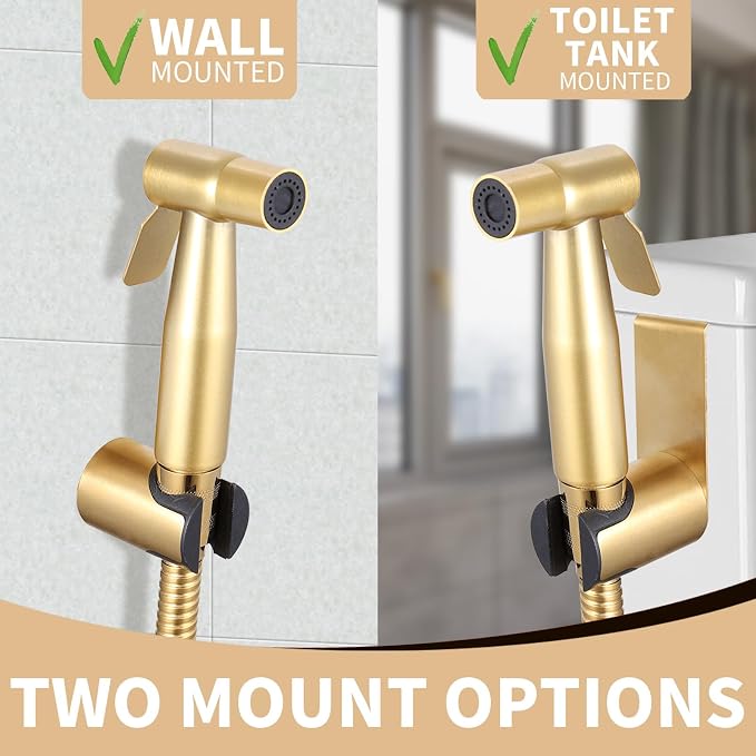 Handheld Bidet Sprayer for Toilet, Brass Jet Spray for Feminine & Baby Wash | Brass bidet sprayer, pressurized jet spray for feminine wash, baby care & toilet cleaning, easy install with all accessories