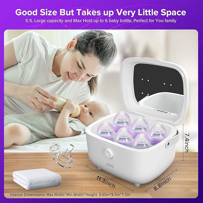 SANSI UV Light Sanitizer Box with 360° UVC Chips, Sanitizes in 5 Minutes 5.1L Large Capacity Sanitizer for Baby & The Whole Family (15W)