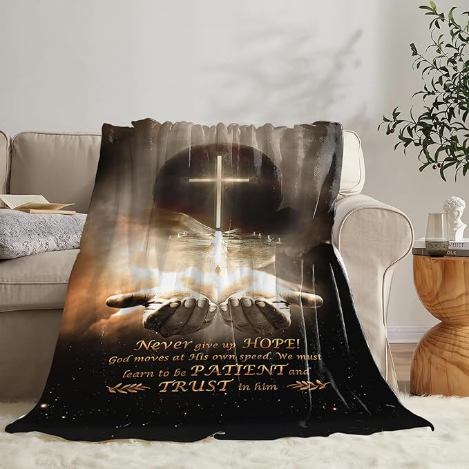 Tijuboni Christian Throw Blanket God Religious Gifts for Women Men Girls Boys Kids Adults Soft Flannel Fleece Blanket for Couch Sofa Bed Home Decor 60"x80"