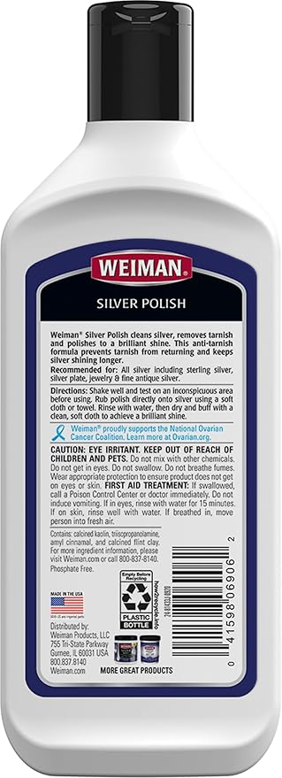 Weiman Silver Cream Cleaner 3-in-1, Anti-Tarnish Technology, Safely Clean, Polish, Shine & Restore, Removes & Prevent Tarnish, 8 Oz