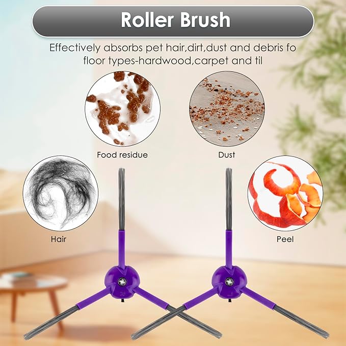 (27 Pack) MR1 SE Replacement Parts Compatible with MONSGA MR1 SE Robot Vacuum Cleaner, 2 Roller Brushes, 10 Side Brushes, 10 HEPA Filters with Foam Filters, 5 Mop Pads, MR1 SE Accessories Kit